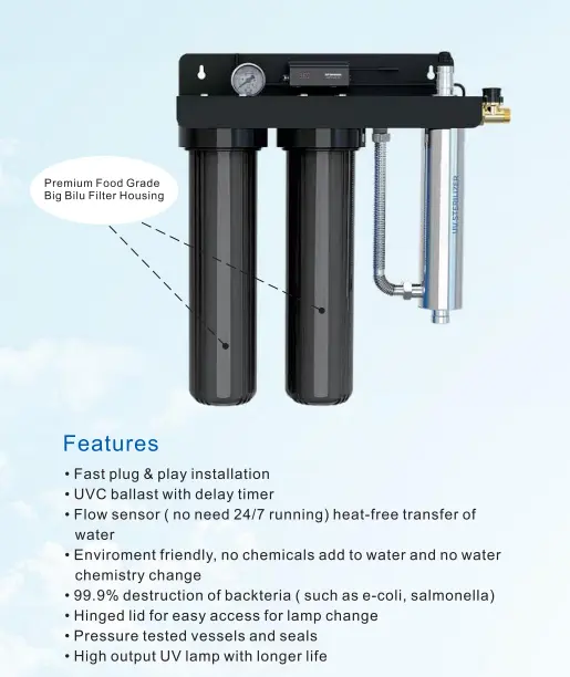 TOPUV-203S Whole house 20'' belt UV details