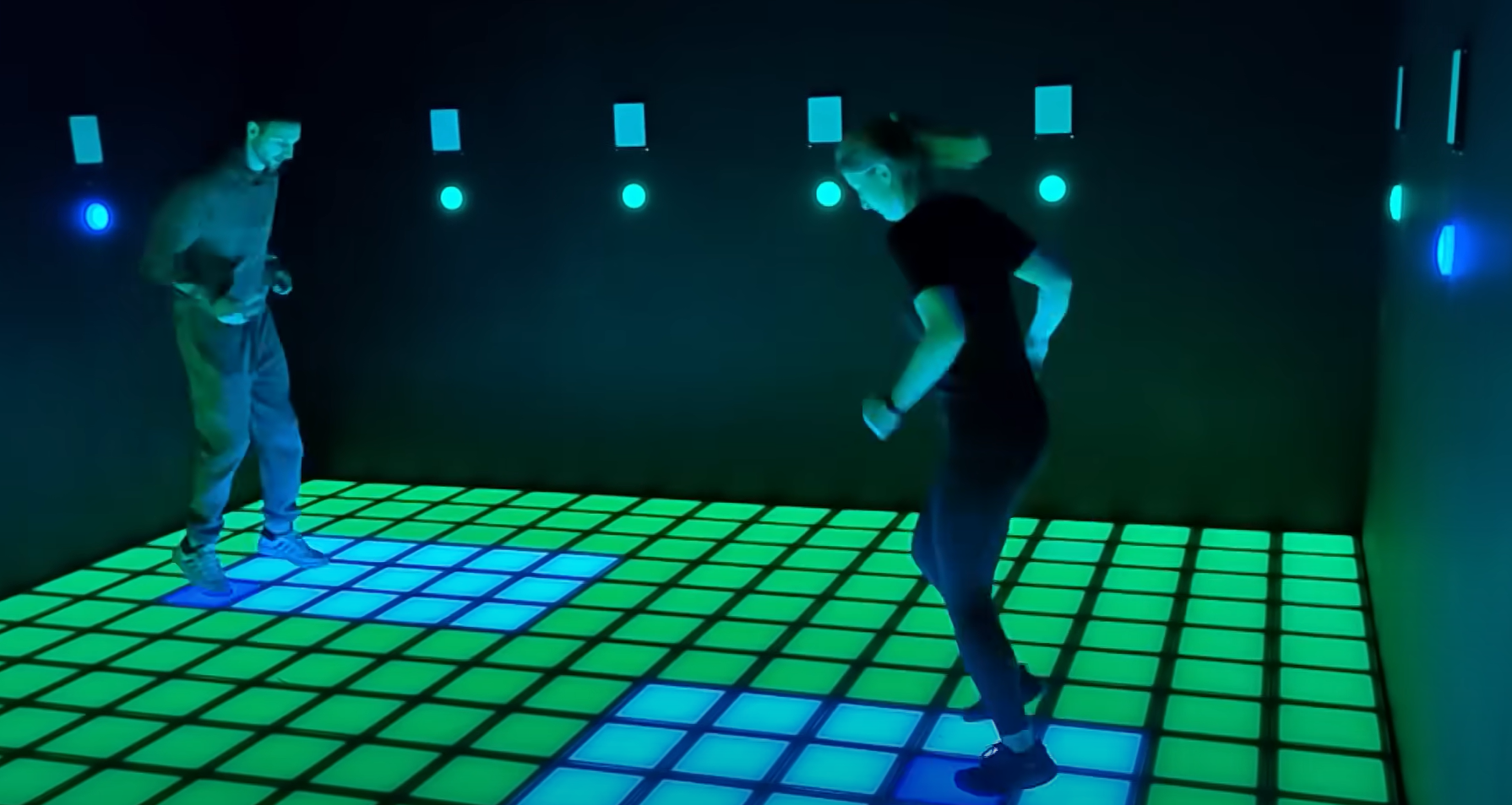 Kids on LED climbing wall in Netherlands game zone