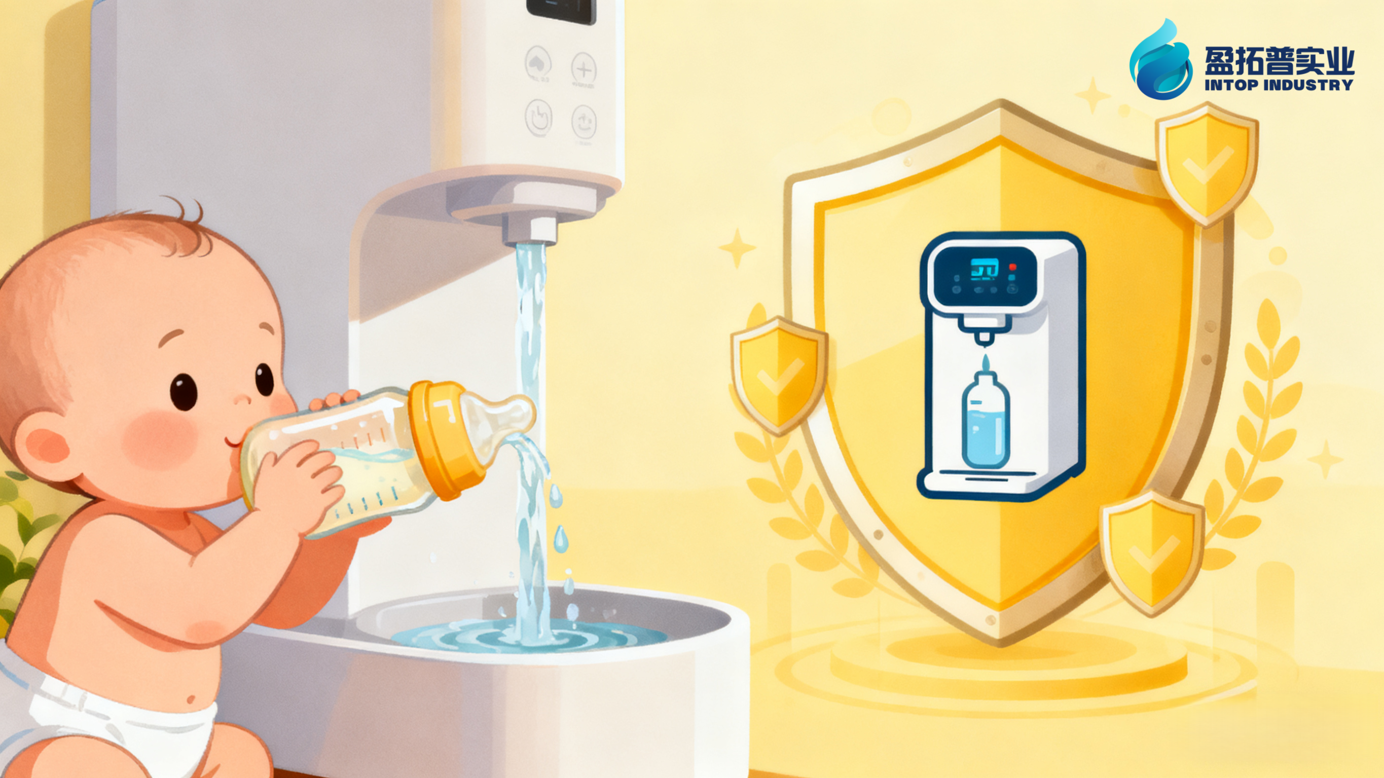 El purificador de agua protege la salud del bebé.