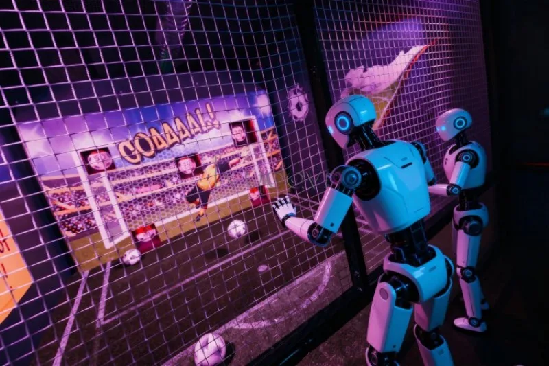 Escape soccer room football challenge scene