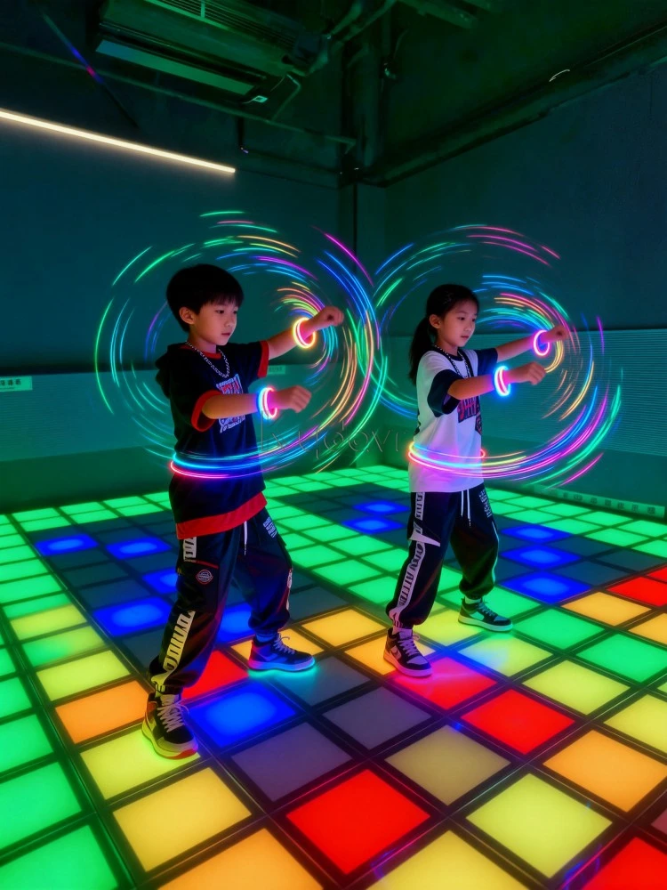 LED floor light game for physical activity