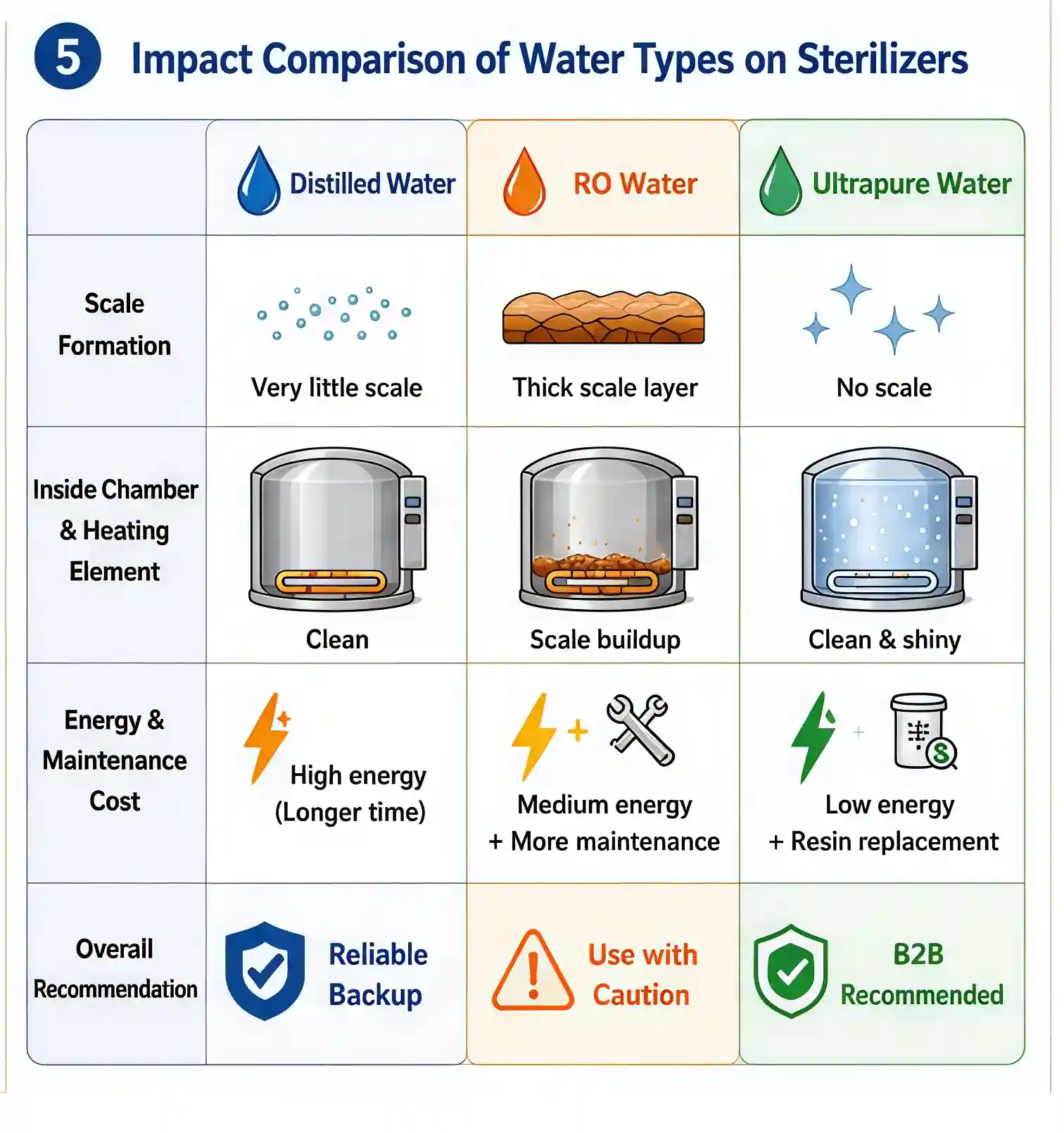 Impact Comparison of Water Types on Sterilizers