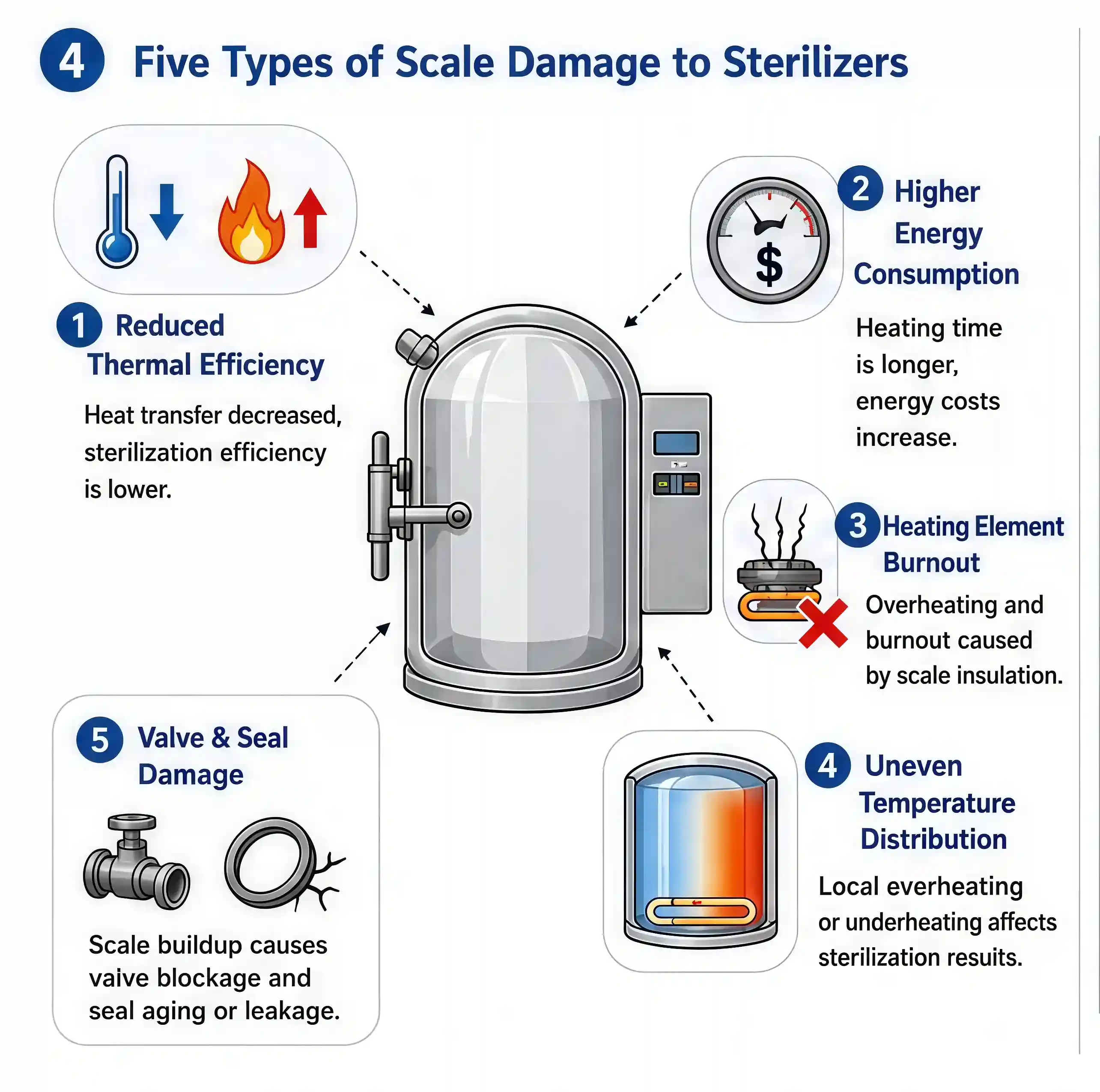 Five Types of Scale Damage to Sterilizers