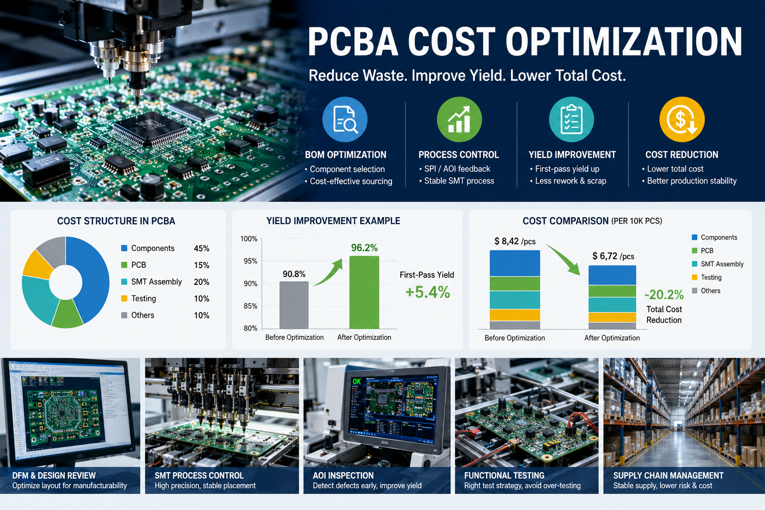 PCBA Cost Optimization Guide for Stable Production and Lower Total Cost