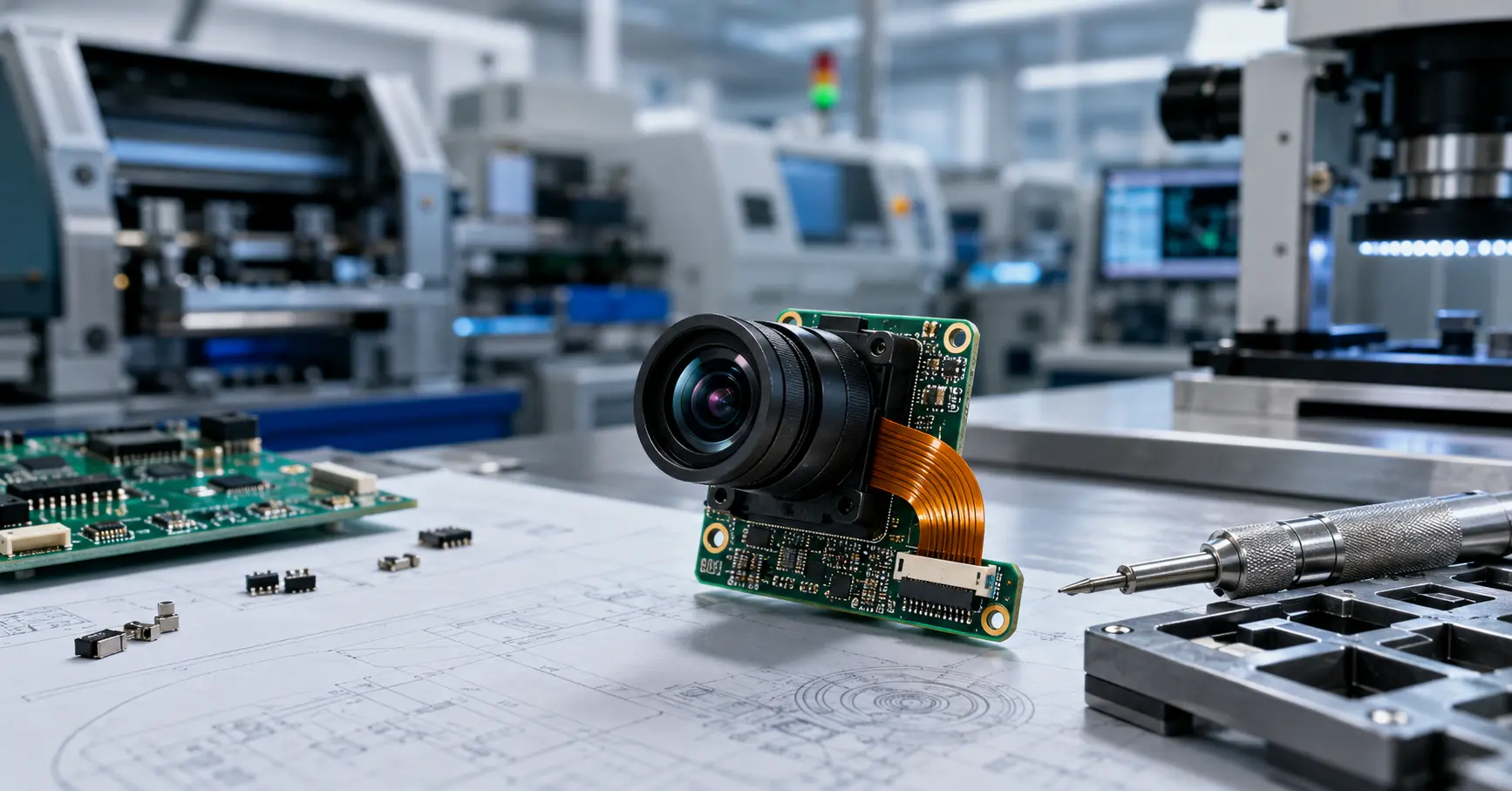 Lens and sensor assembly factory