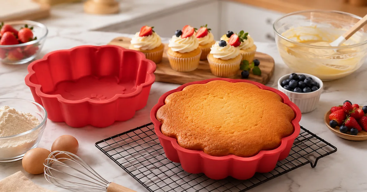 Silicone cake mold bulk baking scene