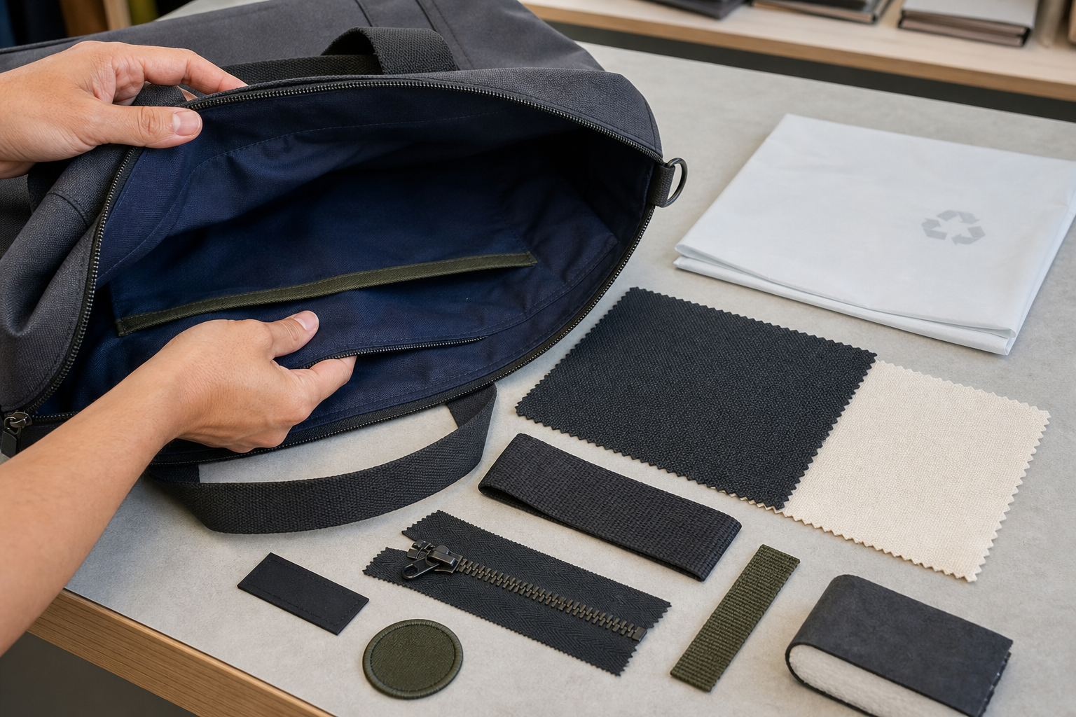 Custom Bag Price drivers including lining, pocket, zipper, webbing and fabric choices