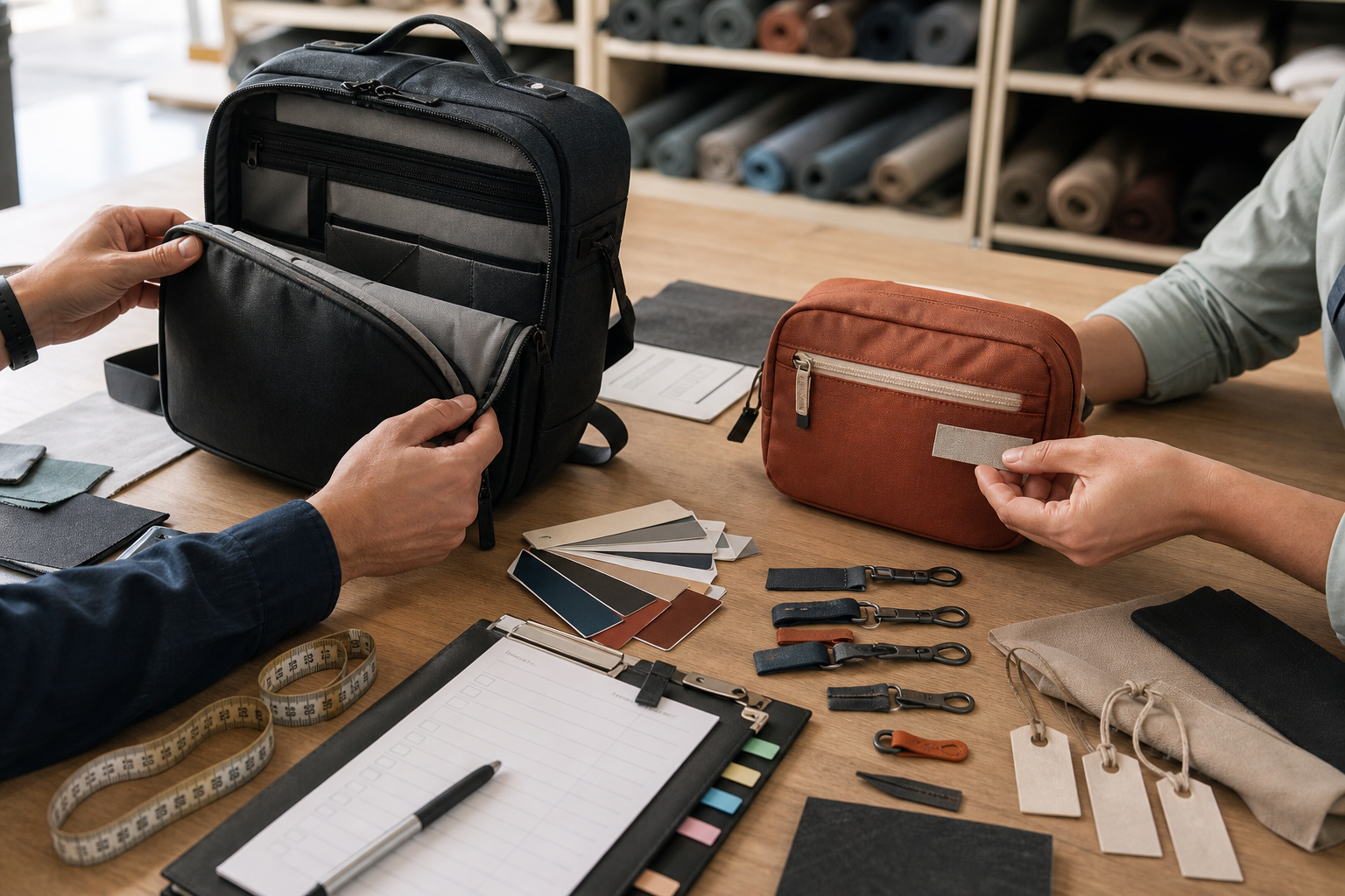 OEM and ODM bag development review comparing an original backpack and customizable pouch