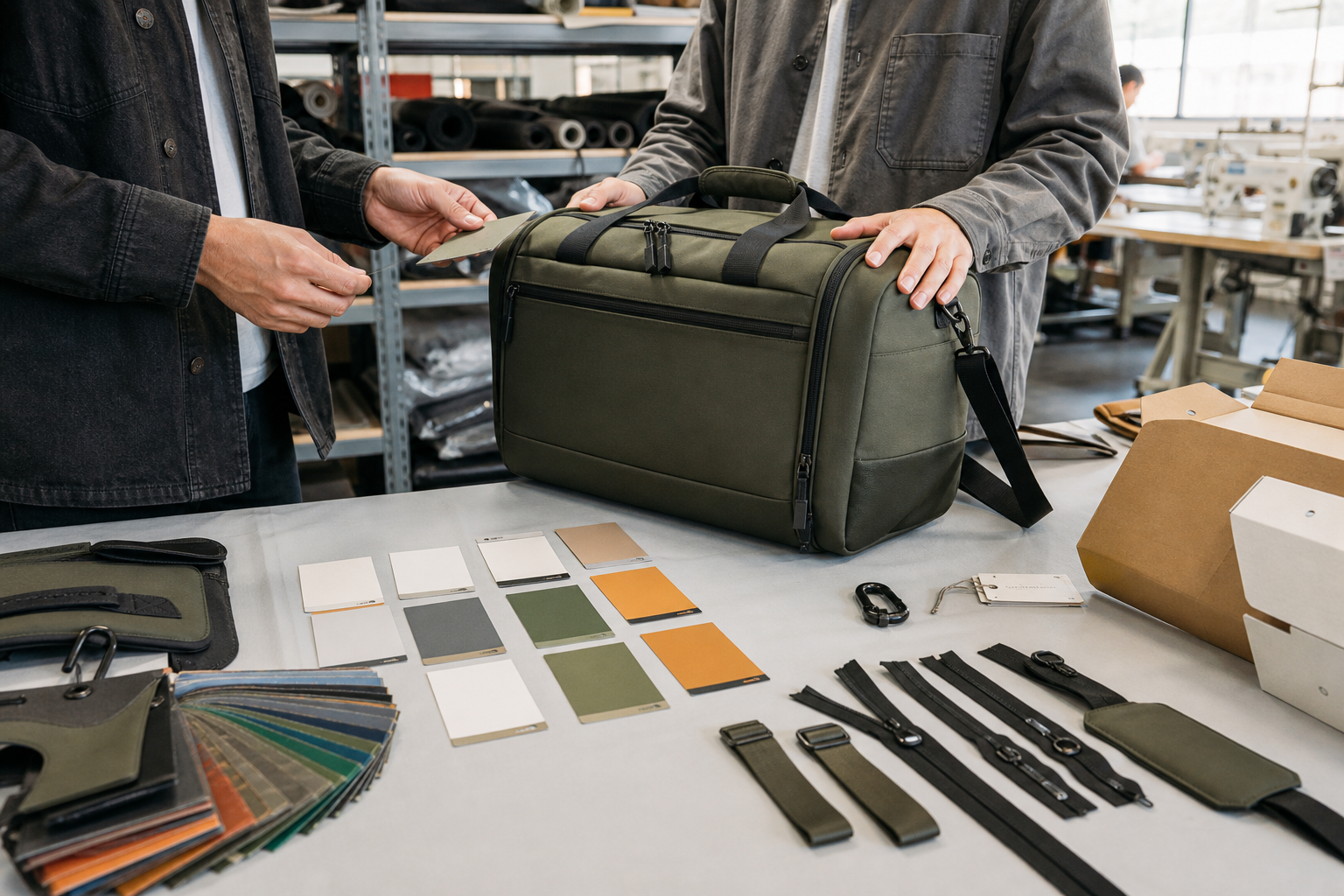 Custom Bag Production Time review with travel bag sample materials components and packaging