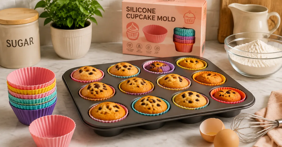 Silicone cupcake mold bulk baking scene