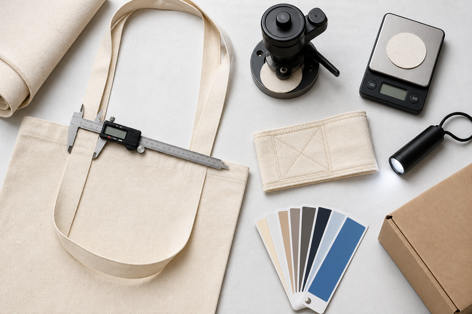 China tote bag factory verification using fabric weight handle measurement stitching color and packing checks
