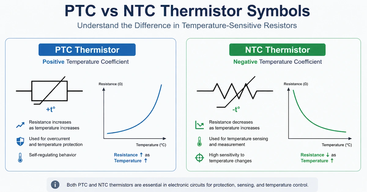 رموز الثرمستور PTC و NTC