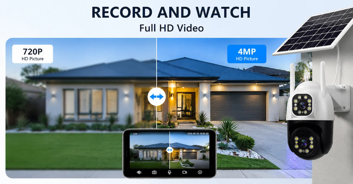 Solar wireless camera 4MP video quality comparison