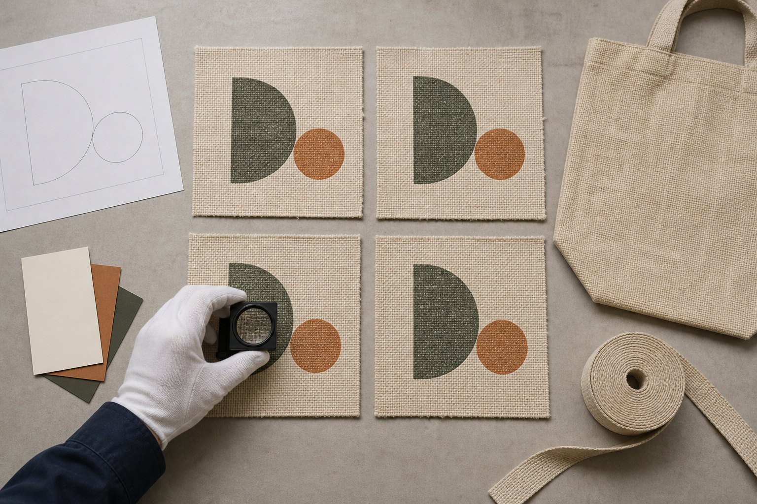 Hemp tote bag print strike-off quality control