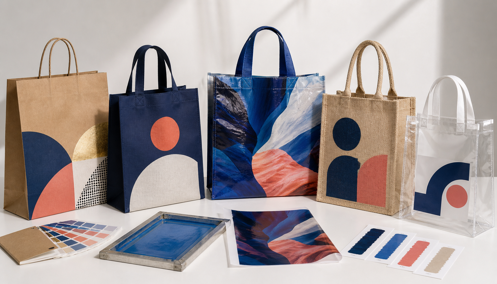 Custom shopping bag printing methods on paper PP textile and clear bags
