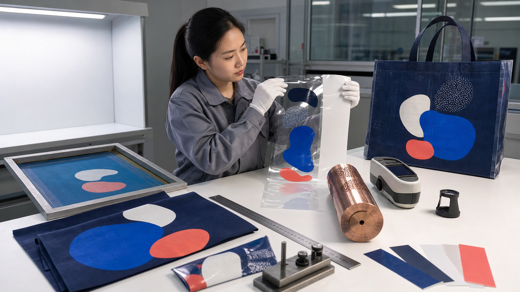 Quality approval for screen printed panels gravure film and laminated shopping bags