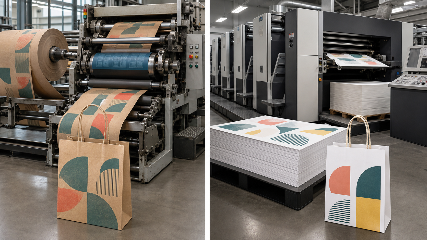 Flexographic and offset paper bag printing