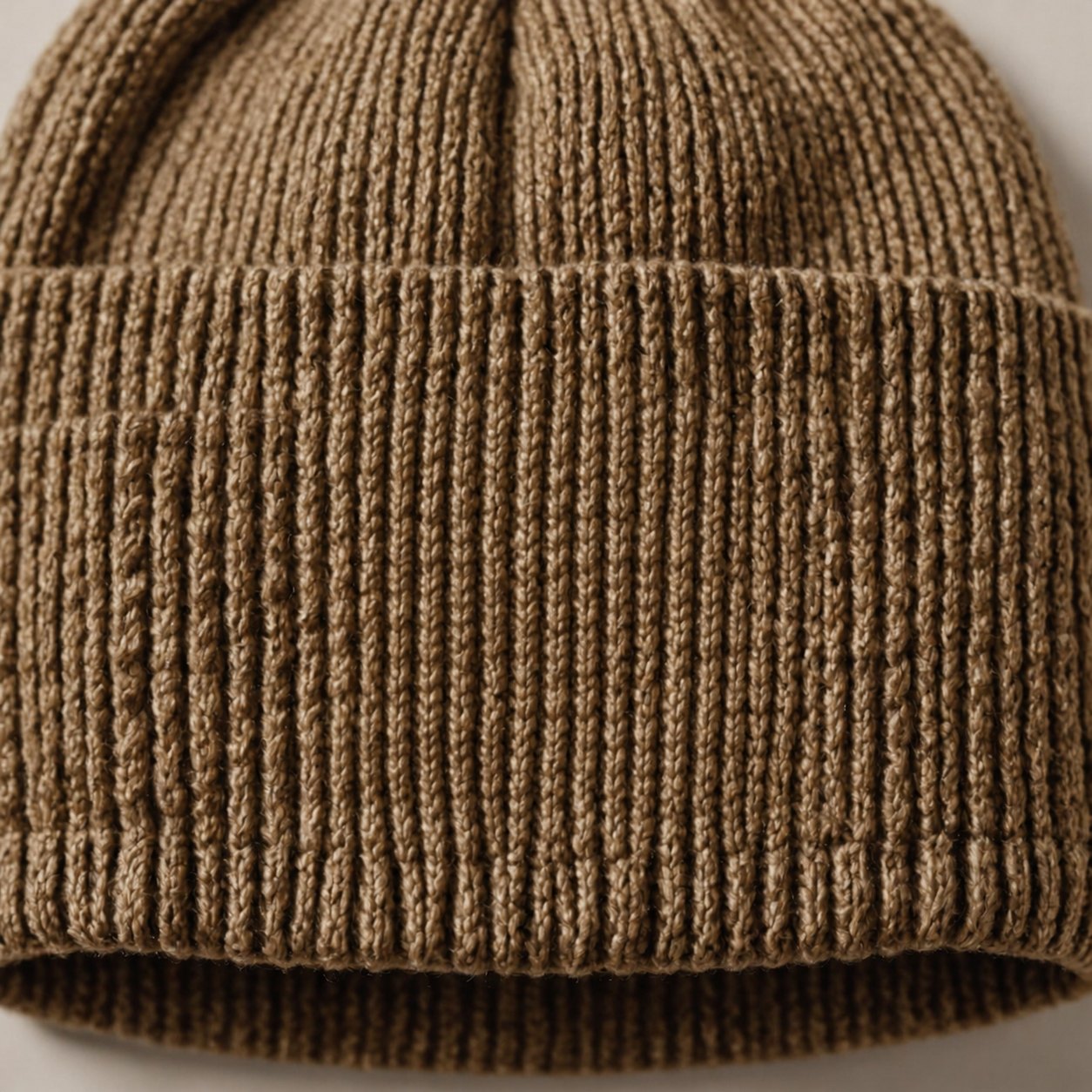détail de la construction du poignet en tricot côtelé du bonnet