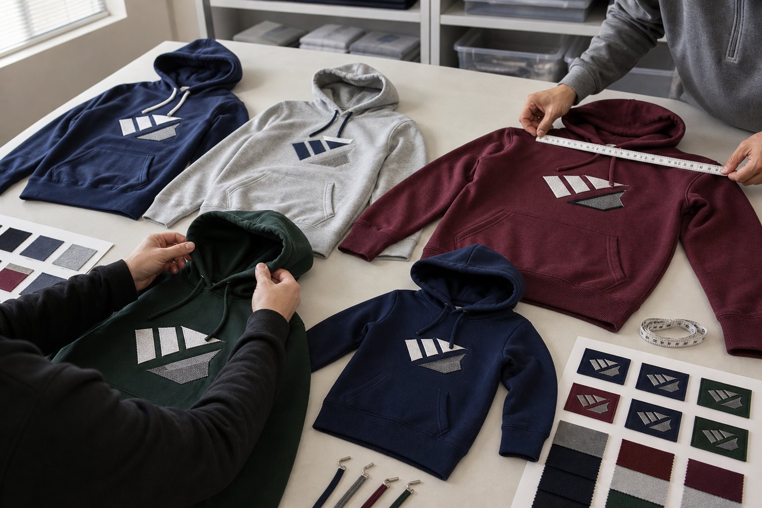 Approbation de la taille et du logo d'un échantillon de sweat-shirt à capuche d'équipe sportive