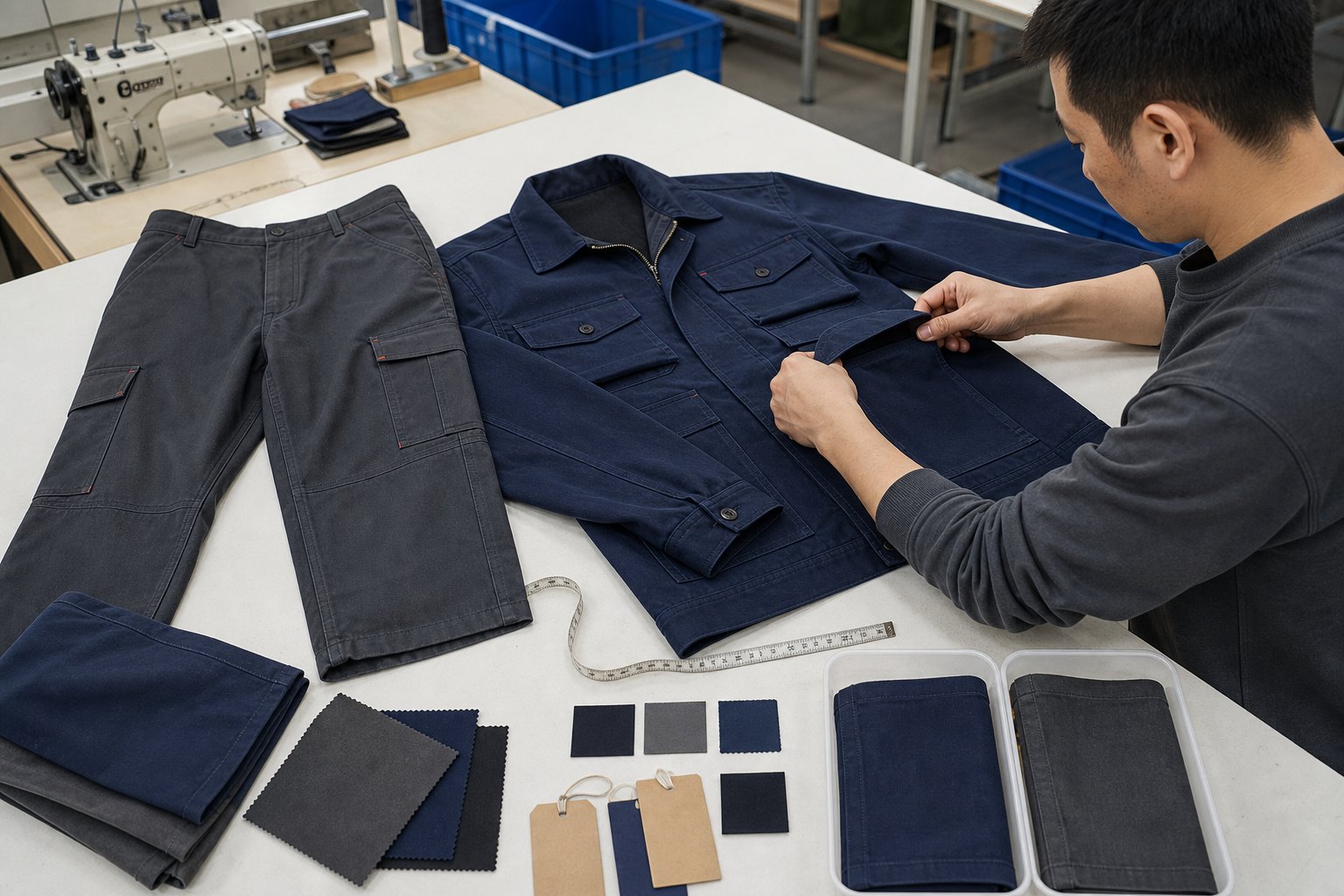 Contrôle de la qualité des poches et du lavage des vêtements de travail