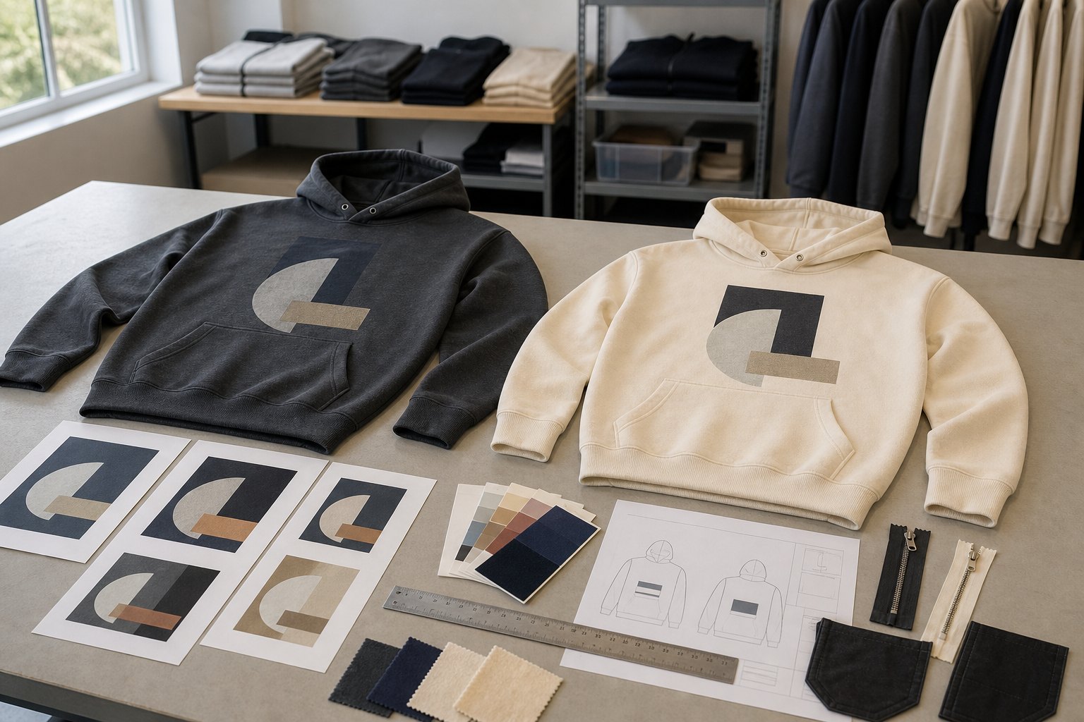 Échantillon de sweat-shirt à capuche imprimé personnalisé et approbation du visuel