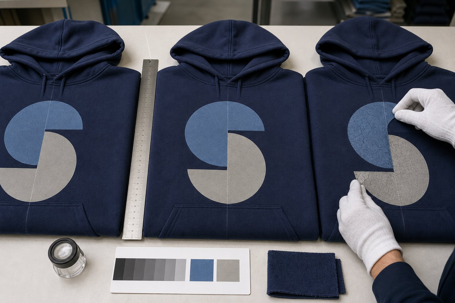 Test de lavage et contrôle qualité de l'impression du sweat-shirt