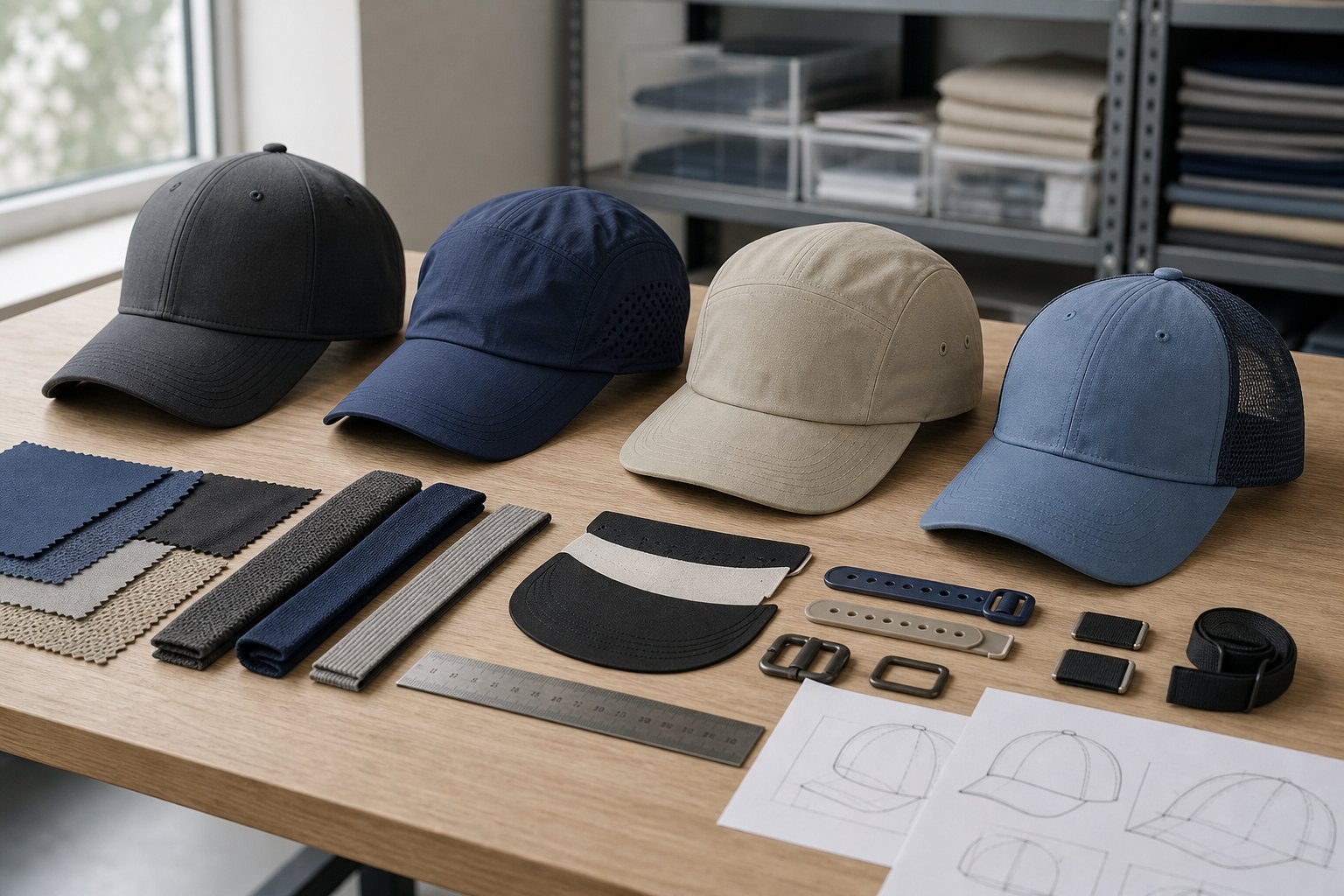 Comparaison de la construction des casquettes de sport en vrac