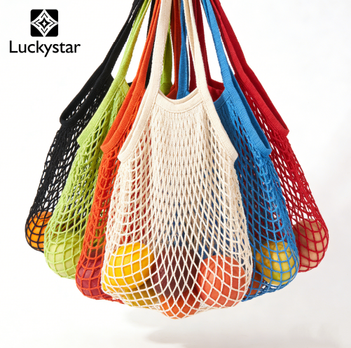 LUCKYSTAR mesh shopping bags shown in several body colors