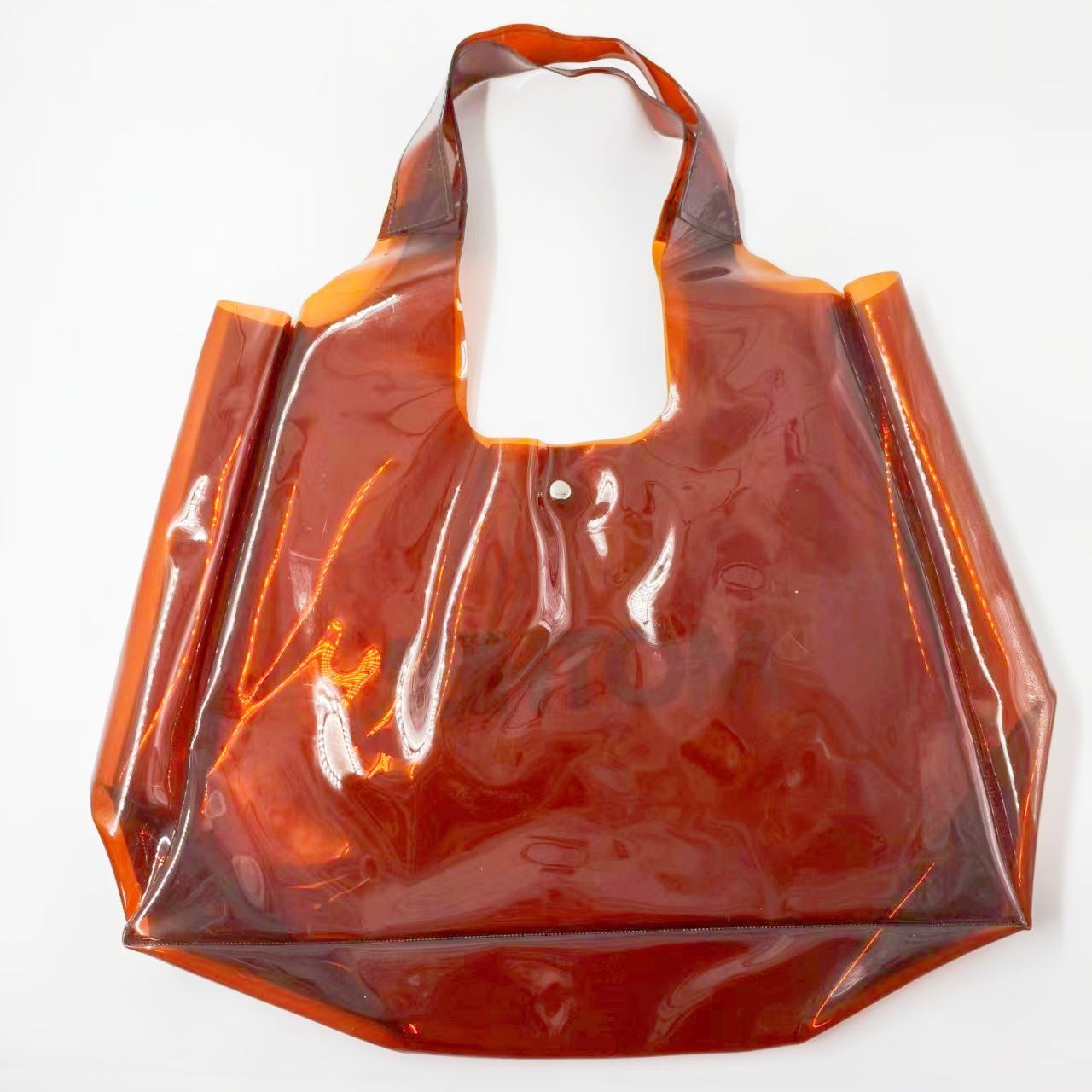 Sac de courses transparent marron en PVC, référence produit LUCKYSTAR