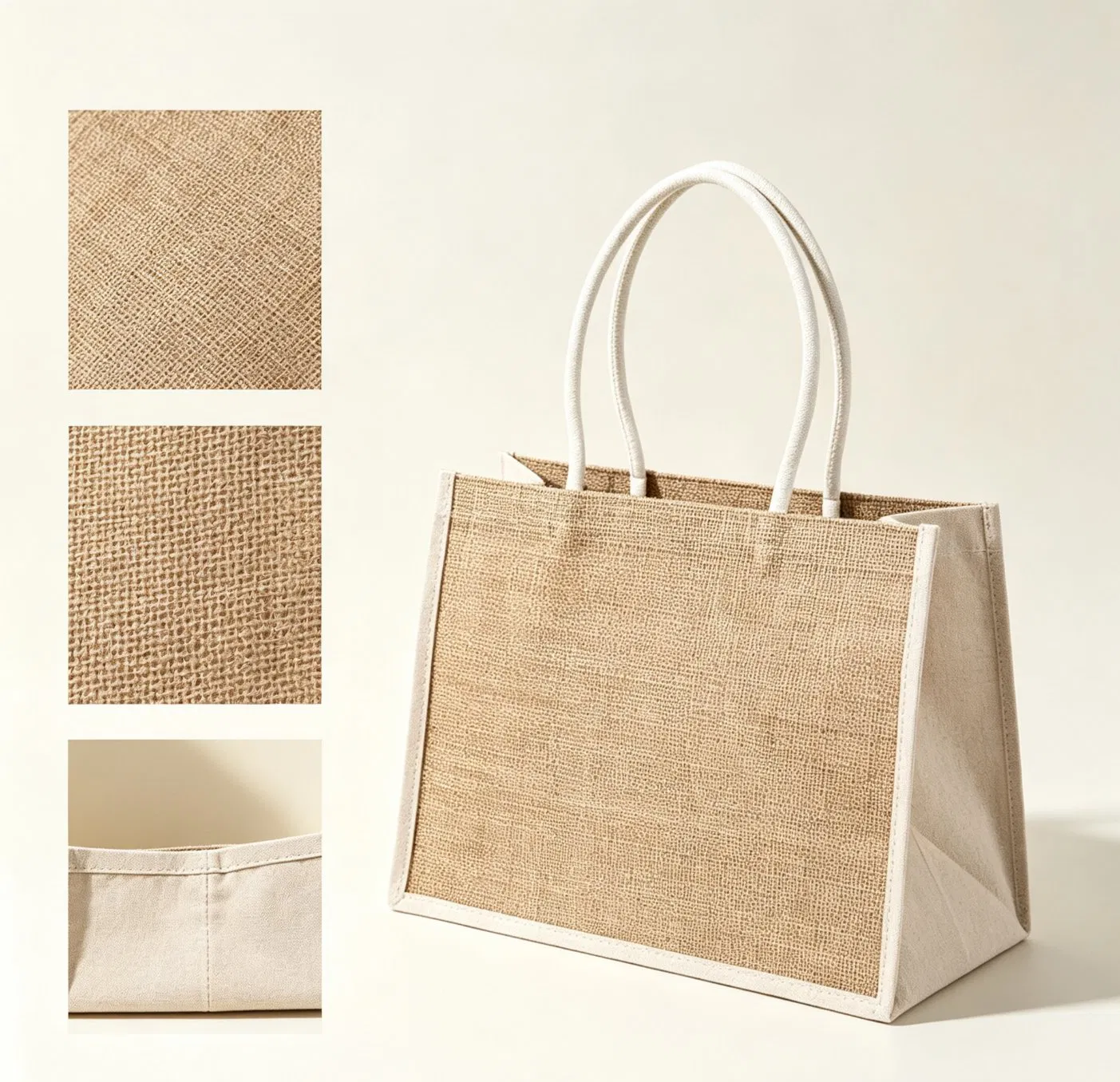 Natural-look panel and texture details on a reusable shopping bag reference