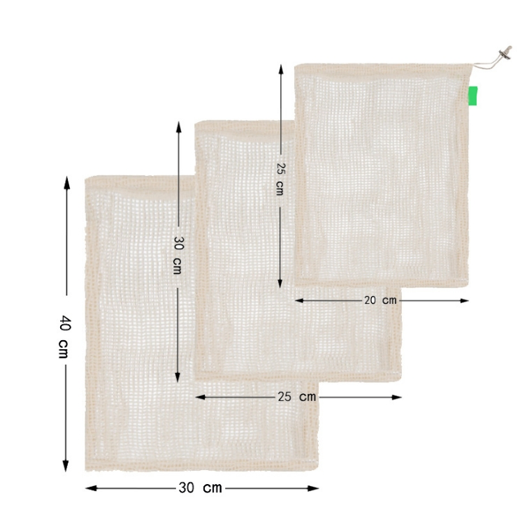 Mesh shopping bag size options