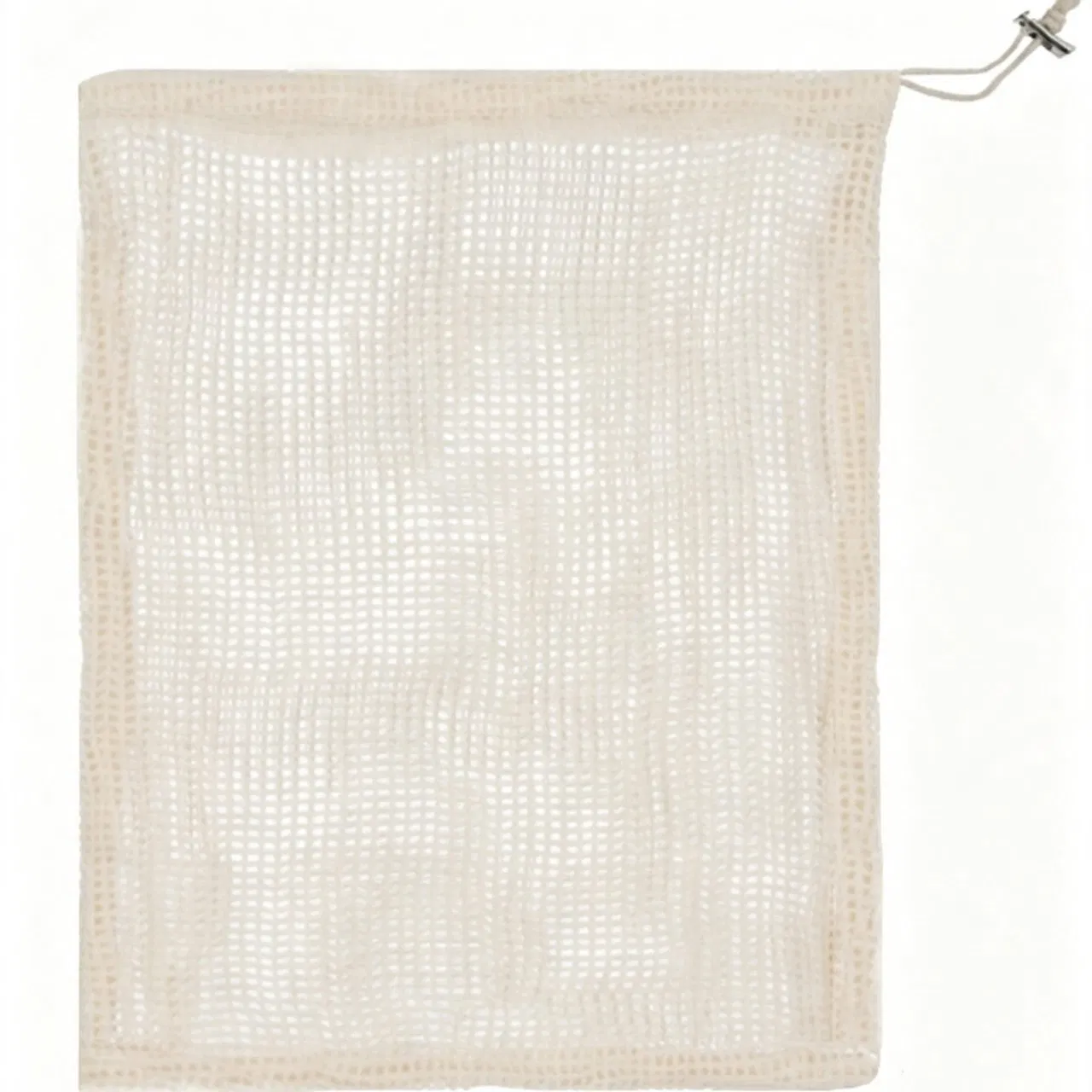 Soft mesh shopping bag laid flat for pack-out review