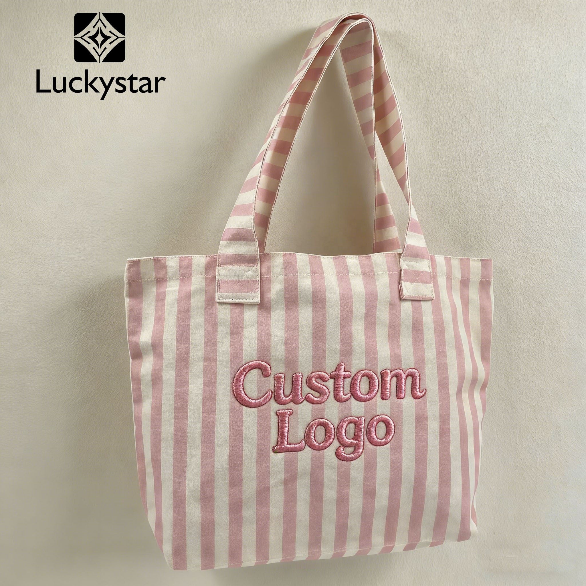 Image du sac cabas rayé en toile LUCKYSTAR