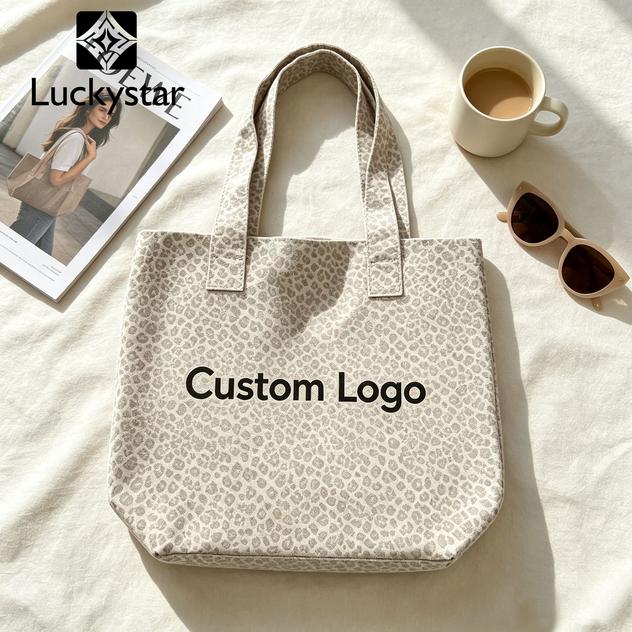 Référence produit : sac cabas en toile imprimée LUCKYSTAR