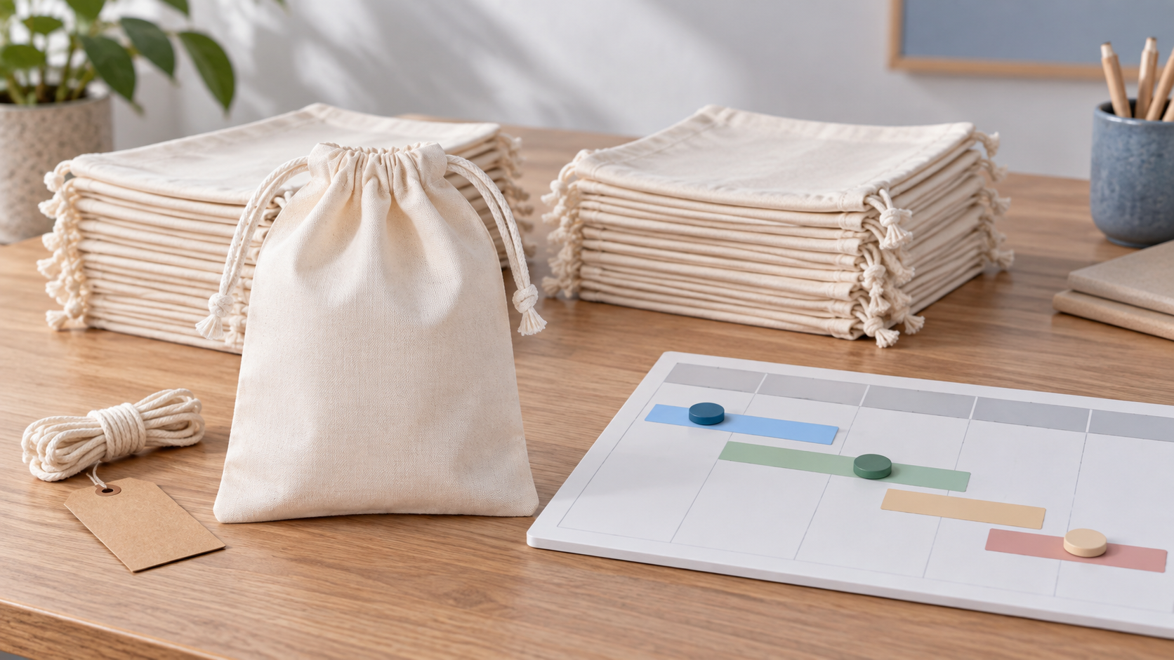 Sac à cordon personnalisé : quantité minimale de commande et délai de production