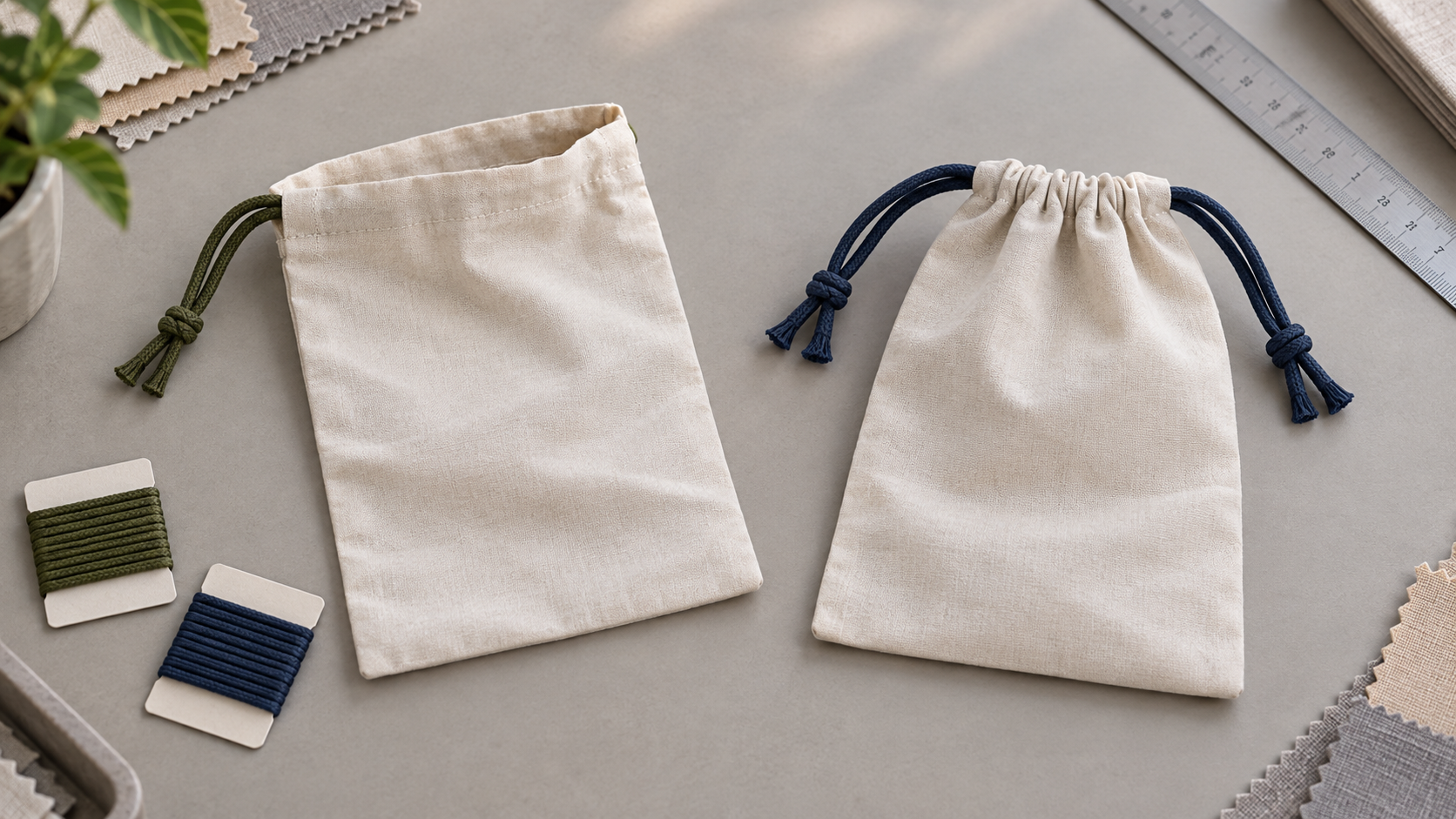 Single and double cord drawstring bags