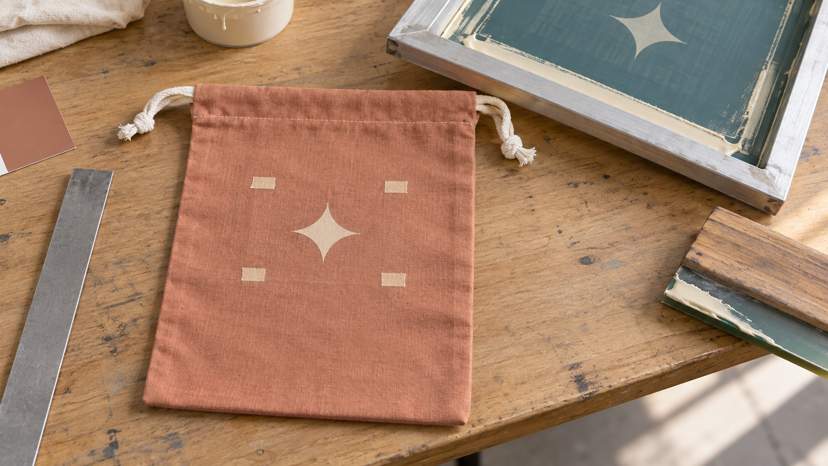 Drawstring pouch logo placement setup