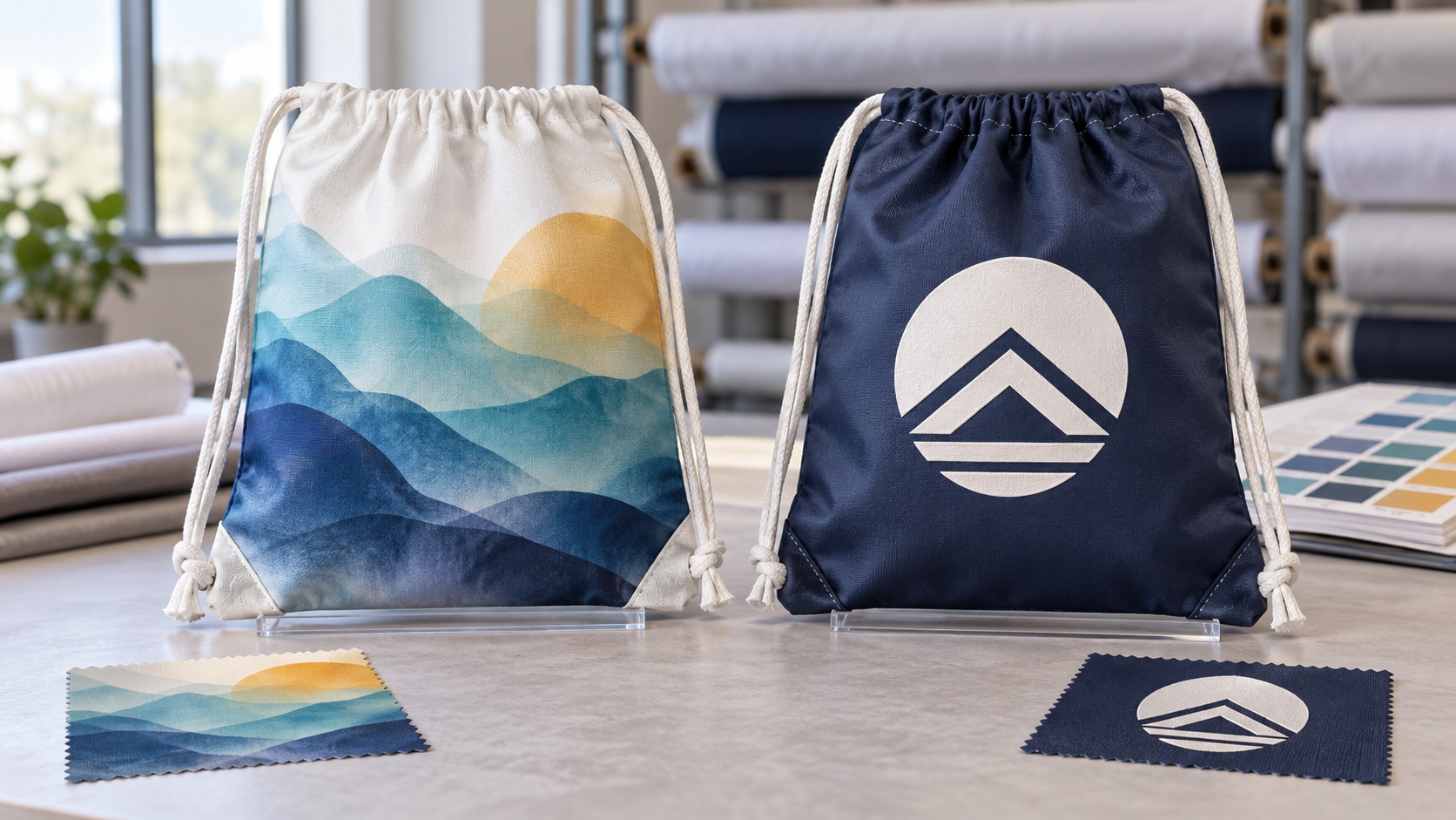Sublimated and screen printed polyester bags