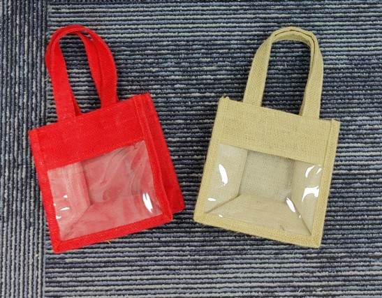 Real small clear-panel jute sample pair