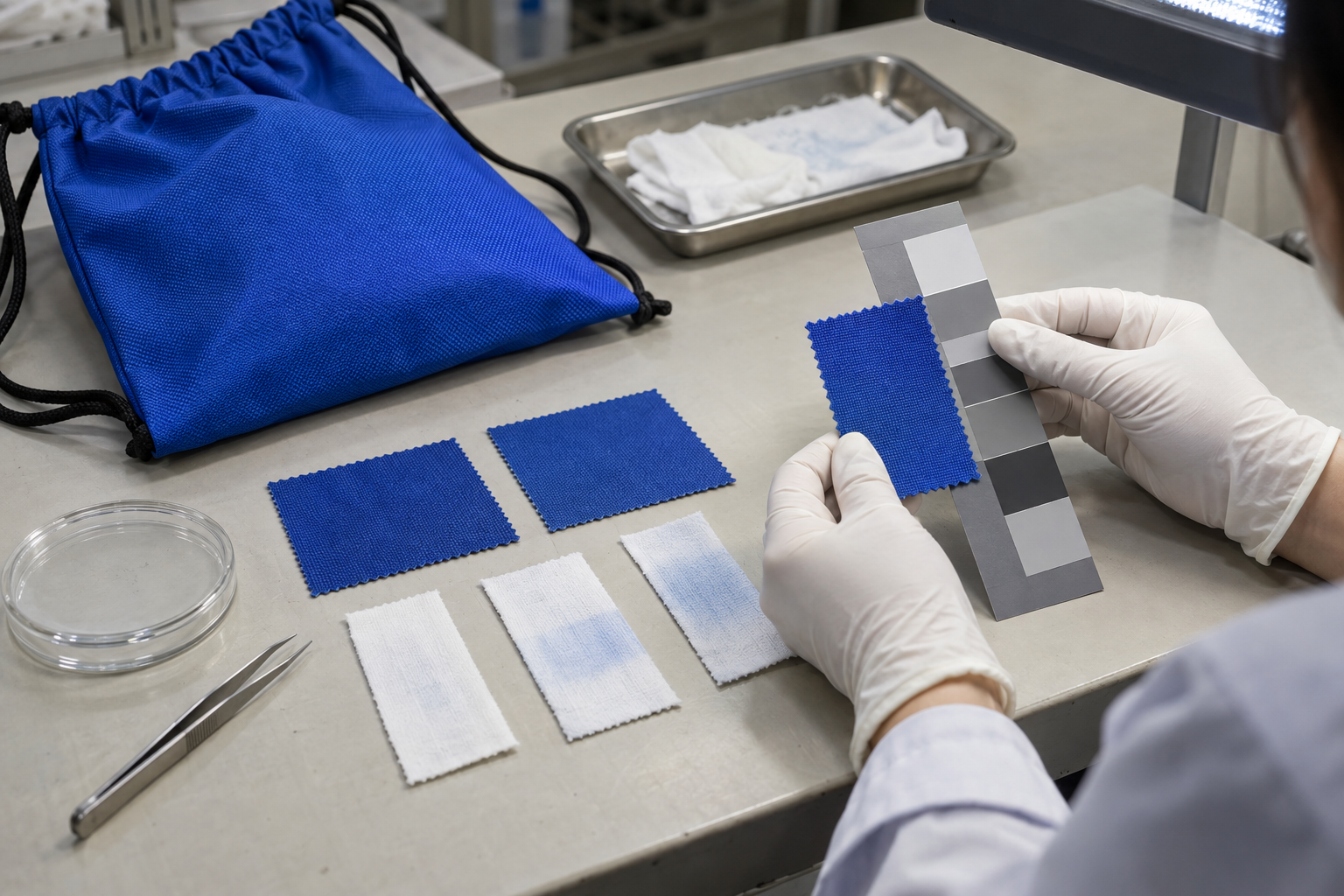 Gray-scale evaluation of polyester color change and staining