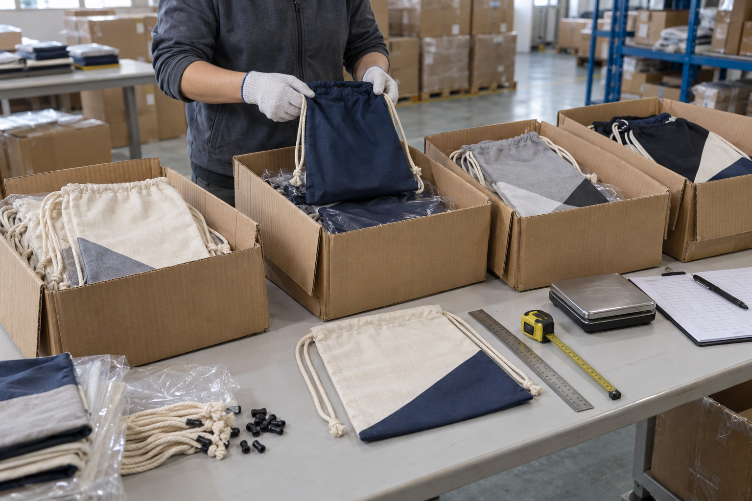 Custom drawstring bag pre-shipment inspection