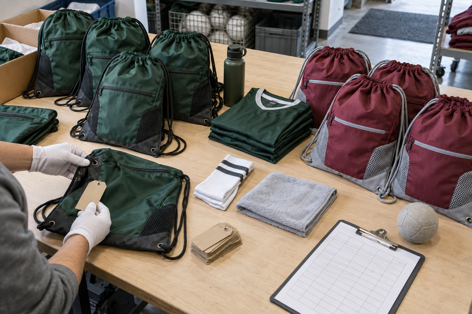 Sports team bag personalization and kit-packing check